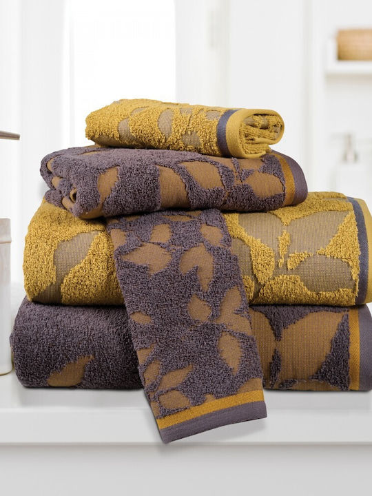 Das Home 3pc Bath Towel Set 0754 Antrakite - Yellow Weight 530gr/m²