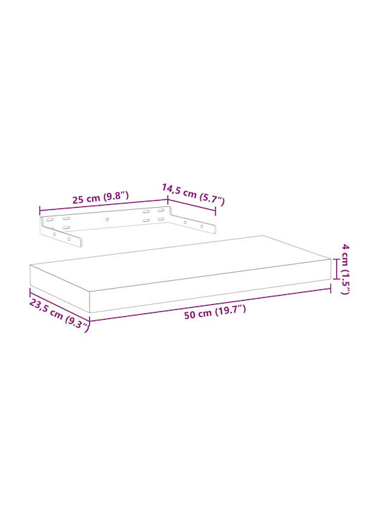 Ράφια Τοίχου Σκάλα Καφέ (4τμχ) 50x23.5x4εκ.