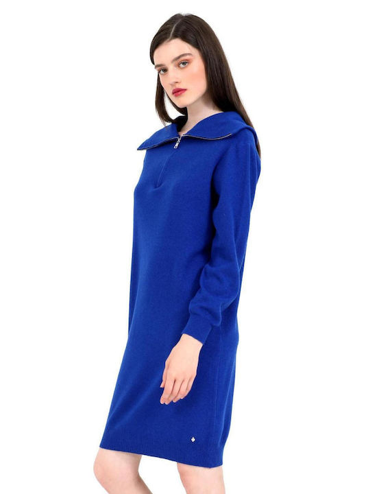 Doca Midi Kleid Rollkragen Blue