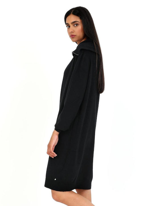 Doca Midi Dress Turtleneck Black