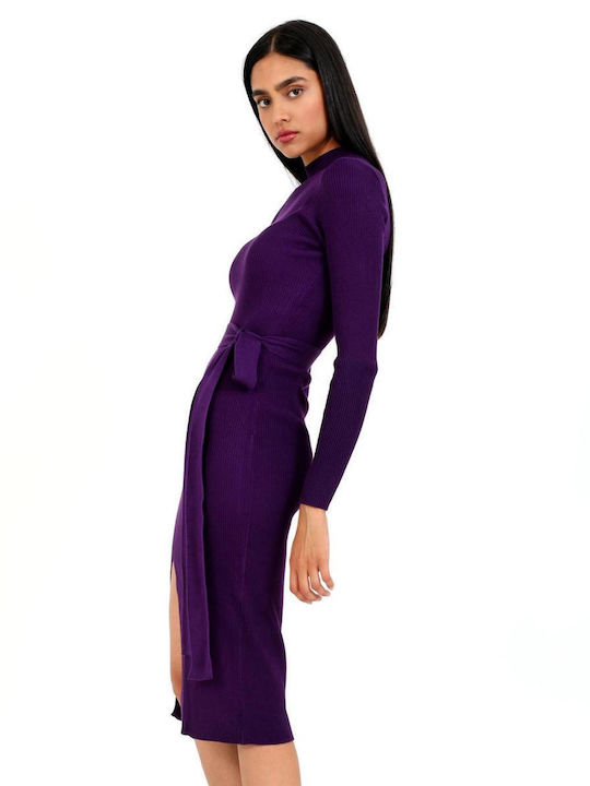 Doca Midi Rochie cu Slit purple