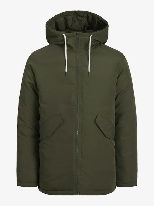 Jack & Jones Men's Winter Parka Jacket Dark Green