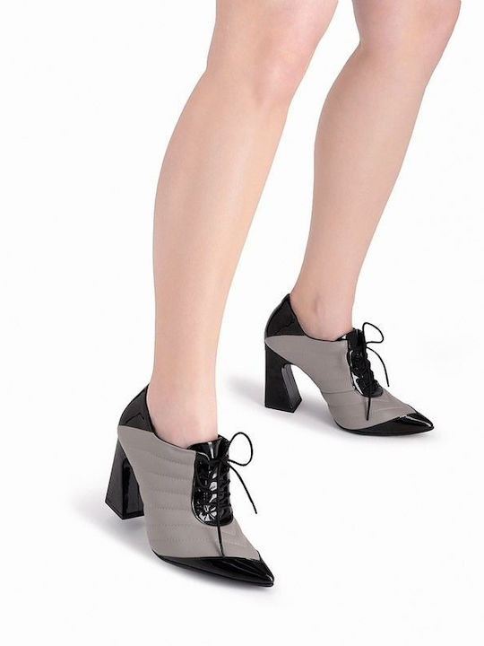Women's Ankle Boots made of Patent Leather with High Heel Black