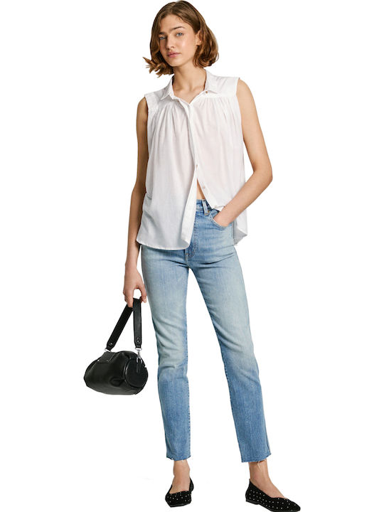 Mina Langärmelig Damen Hemd Mousse White