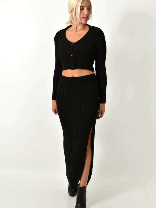 Potre Set with High Waist Maxi Skirt Black