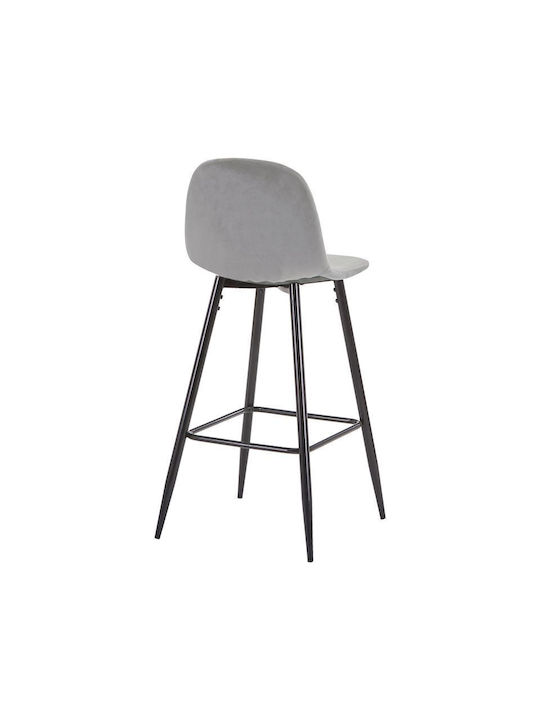 Stool Bar with Backrest Upholstered with Velvet Bella Light Grey Velvet 41x47x93cm