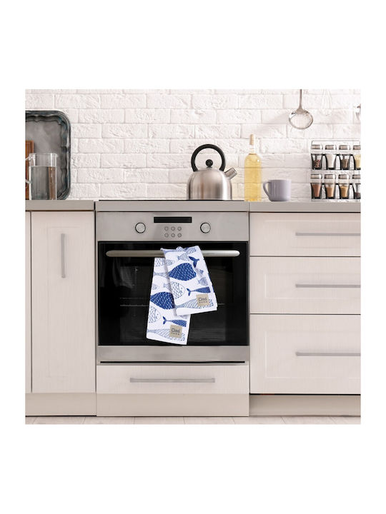 Das Home 0737 Ποτηρόπανο από 100% Βαμβάκι σε Μπλε Χρώμα 40x60cm 2τμχ