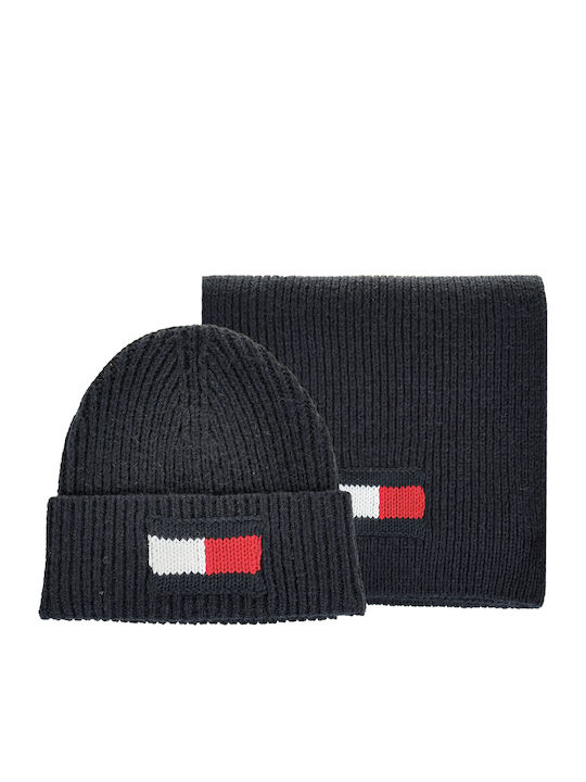Set with Beanie Knitted in Black color