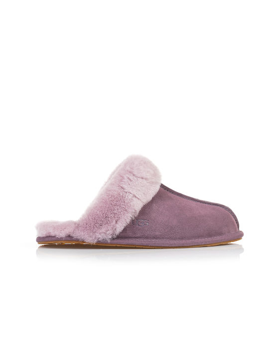 Ugg Australia Leather Winter Women's Slippers in Purple color