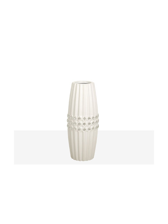 Romimex Decorative Vase White 10x10x25cm