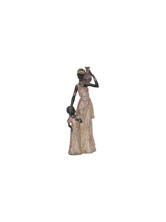 Dekorative Figur Romimex Mehrfarbig Harz Afrikanisches Mädchen 14 x 35 x 9 cm