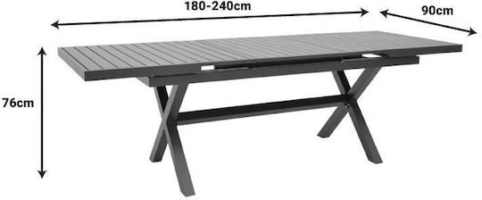 Tisch Ausziehbar Dagyn Anthracite 180x90x76cm