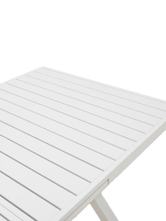 Masa pentru spații exterioare Extensibil Aluminiu cu suprafață din lemn Dagyn Alb 180(+60)x90x76buc