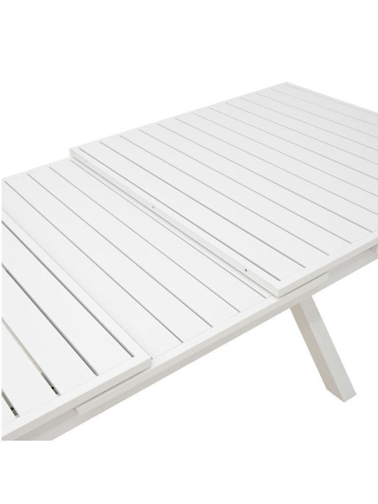 Masa pentru spații exterioare Extensibil Aluminiu cu suprafață din lemn Dagyn Alb 180(+60)x90x76buc