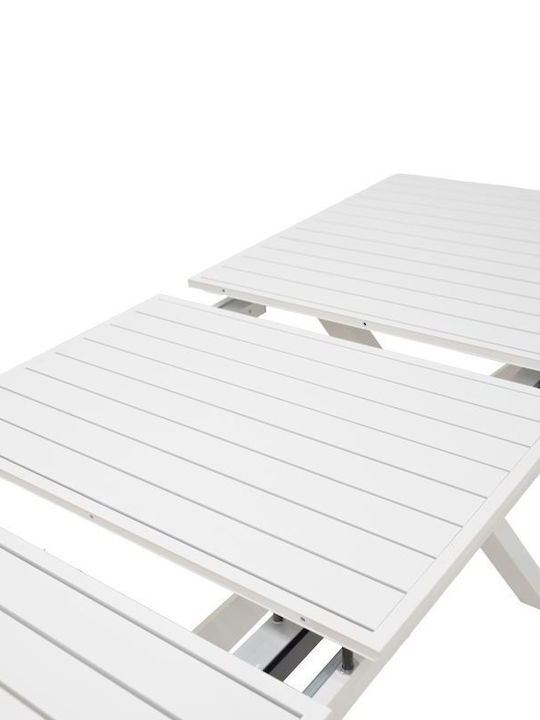 Masa pentru spații exterioare Extensibil Aluminiu cu suprafață din lemn Dagyn Alb 180(+60)x90x76buc