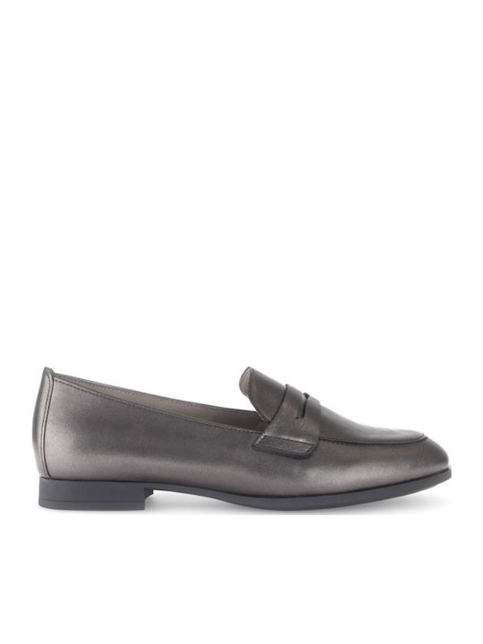 Leder Damen Loafers in Schwarz Farbe