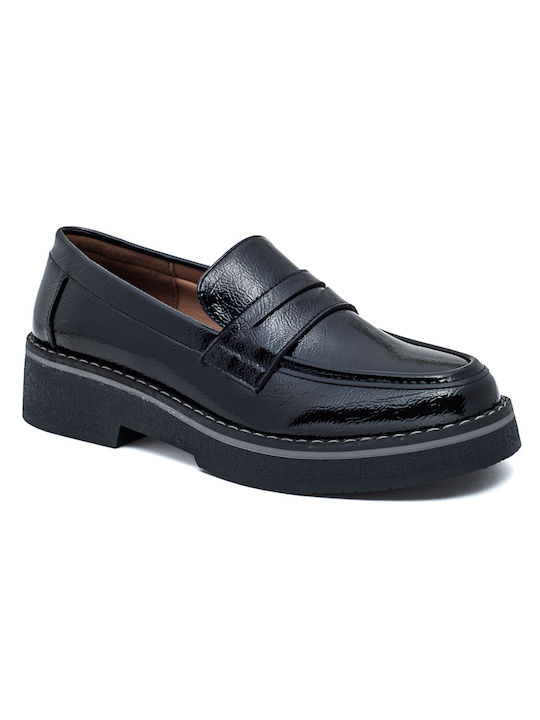Patent Leather Women's Moccasins in Black Color