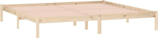 Vidaxl Bed Frame Without Mattress 193x203cm Solid Pine Wood 1 Piece Double Brown