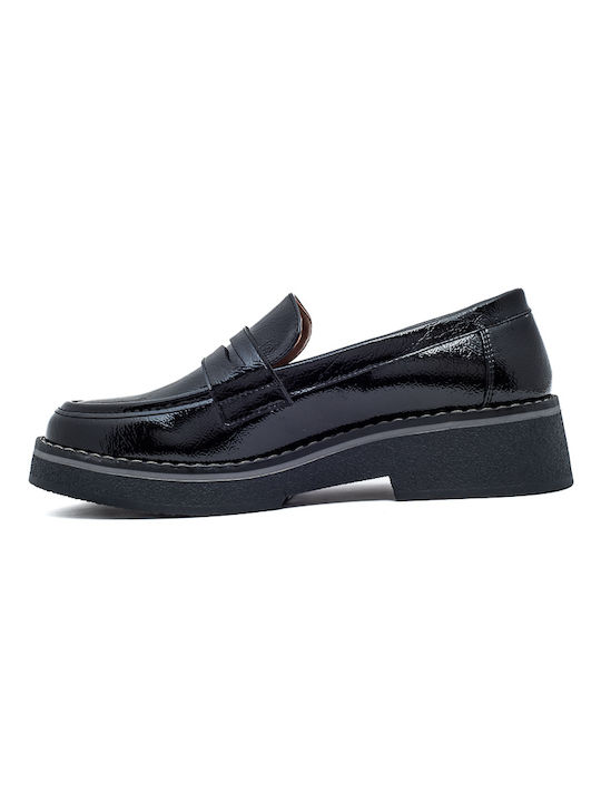 Patent Leather Women's Moccasins in Black Color