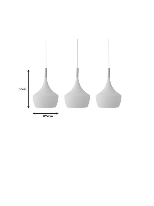 Pakketo Eracile Adjustable Pendant Light White with Socket E27 84x36cm