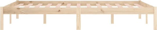 Vidaxl Bed Frame Without Mattress 193x203cm Solid Pine Wood 1 Piece Double Brown