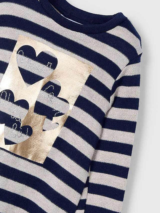 Mayoral Kids Dress Striped Navy Blue