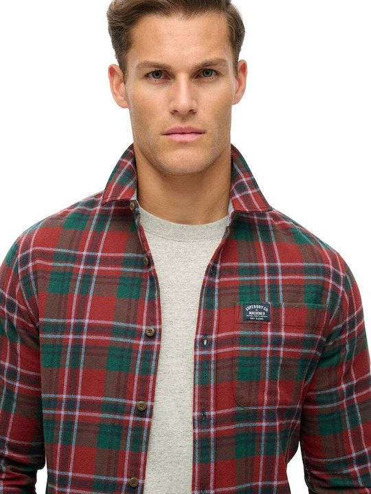 Lumberjack Long-sleeved Cotton Shirt Checked Buckshot Check Red