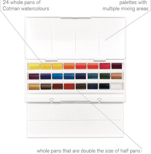 Winsor & Newton Cotman Σετ Νερομπογιές Πολύχρωμες 24τμχ