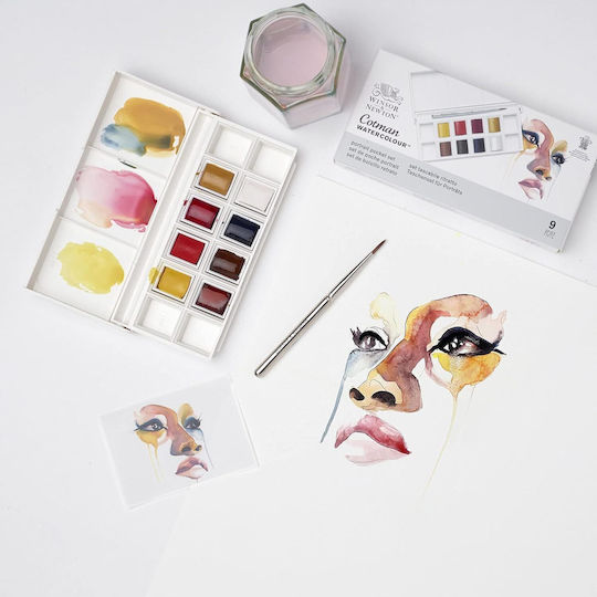 Winsor & Newton Cotman Set of Watercolours Multicolored with Brush 9pcs