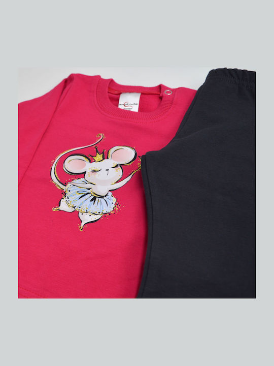 Kids' Set with Leggings Winter 2pcs Fuchsia Mouse Princess