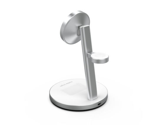 Mobile Origin Ασύρματος Φορτιστής Qi2 GaN με Θύρα USB-C και Καλώδιο USB-C - USB-C 35W Λευκός (PowerStand 3in1)