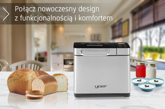Yoer Brotbackautomat mit 710W Leistung und 1000gr Kapazität mit Programmen