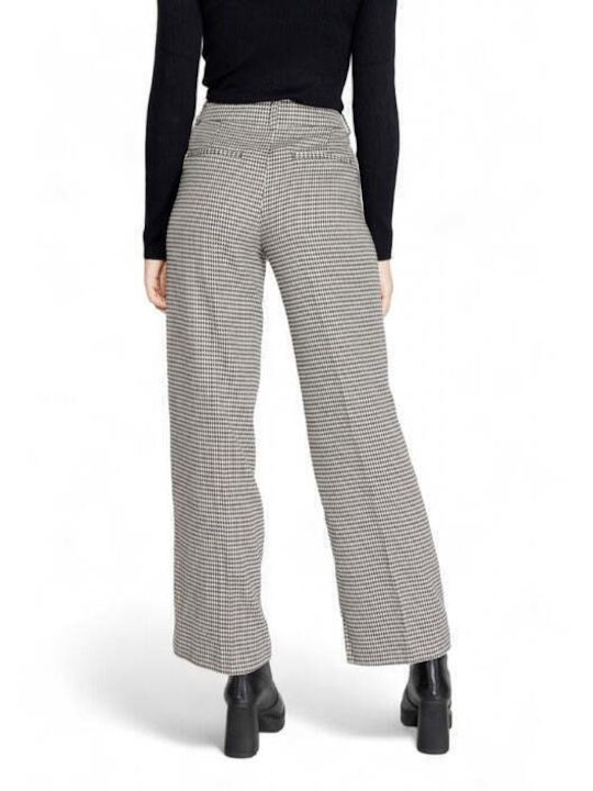 Only Women's Fabric Trousers Checked Black