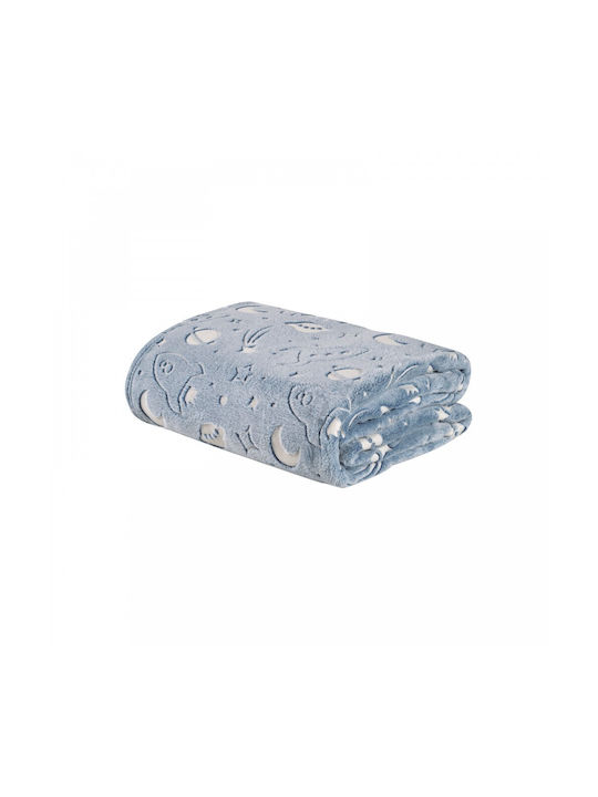 Das Home Κουβέρτα Fleece 160x220εκ. Φωσφορίζουσα Blue, White