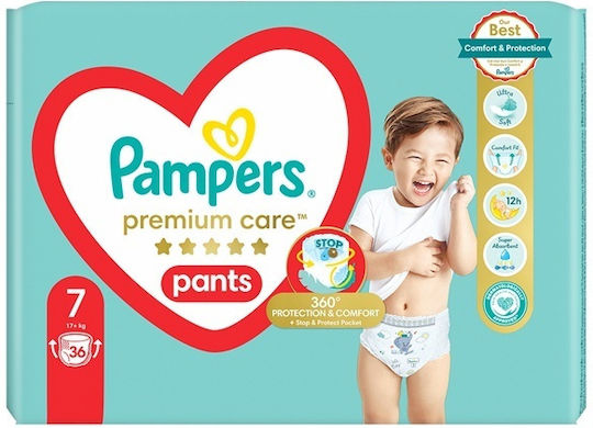 Pampers Πάνες Βρακάκι Premium Care No. 7 για 17+kg 36τμχ