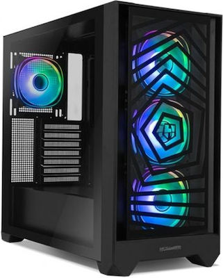 NOX HUMMERPLASMA Gaming Midi-Turm Computergehäuse mit RGB-Beleuchtung Schwarz