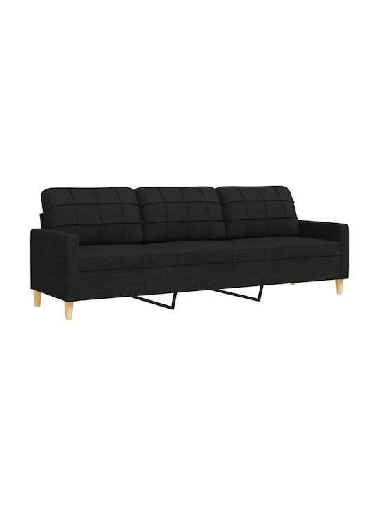 Living Room Furniture Set 3-Seater & 2-Seater & Stool Black