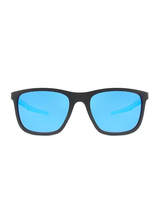 Polareye Men's Sunglasses with Black Plastic Frame and Light Blue Gradient Polarized Lens RP2011