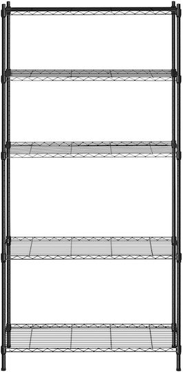 Wire Shelving Unit Openwork Black Color 180x90x35cm Up To 150kg
