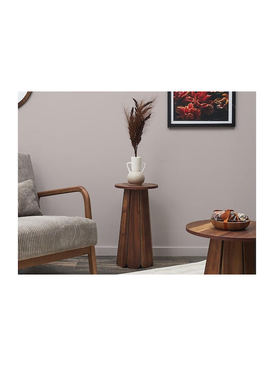 Round Side Table Wooden Brown L30xW30xH55cm