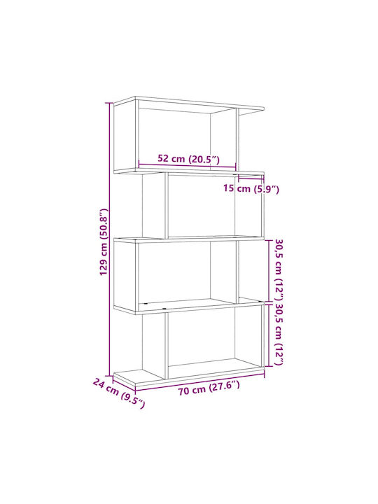 Βιβλιοθήκη Λευκό 70x24x129εκ.
