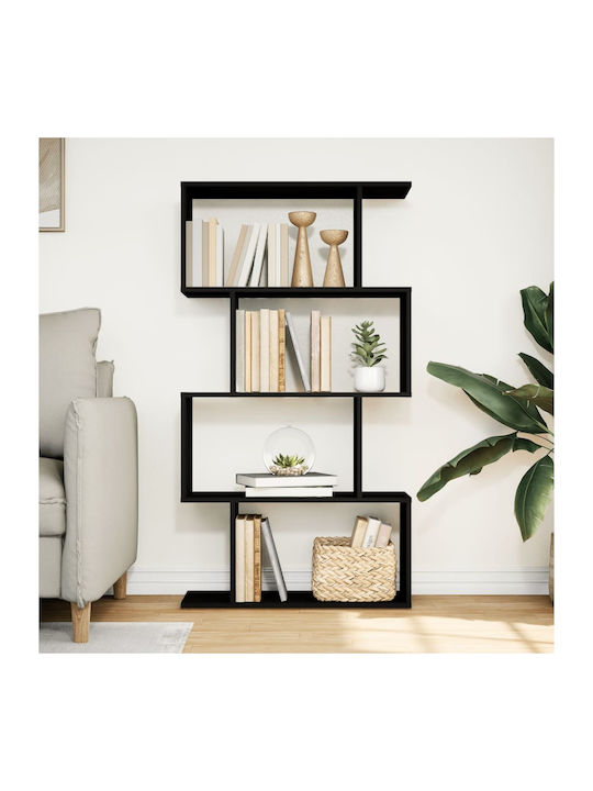 Bookcase Black Velvet-Black Metal 70x24x129cm