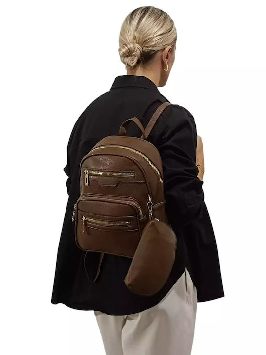 Set Women's Bag Backpack Brown