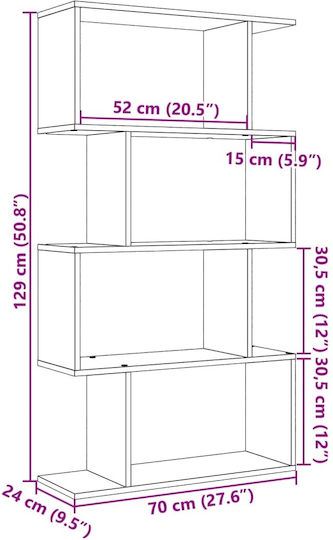 Grey Bookcase 70x24x129cm