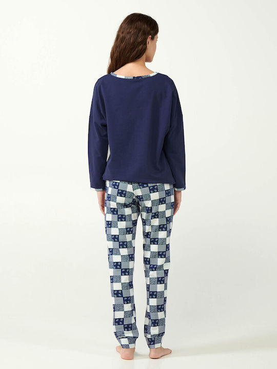 Vamp Winter Women's Fleece Pyjama Top Blue Patriot