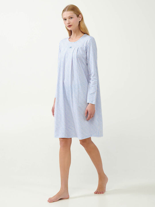 Vamp Winter Cotton Women's Nightdress Blue Bel Air