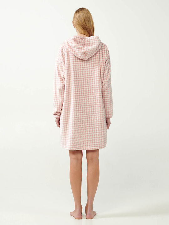 Vamp Winter Fleece Women's Nightdress Pink Peach