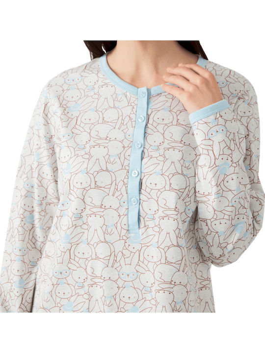 Minerva Winter Women's Nightdress Gray Bunny