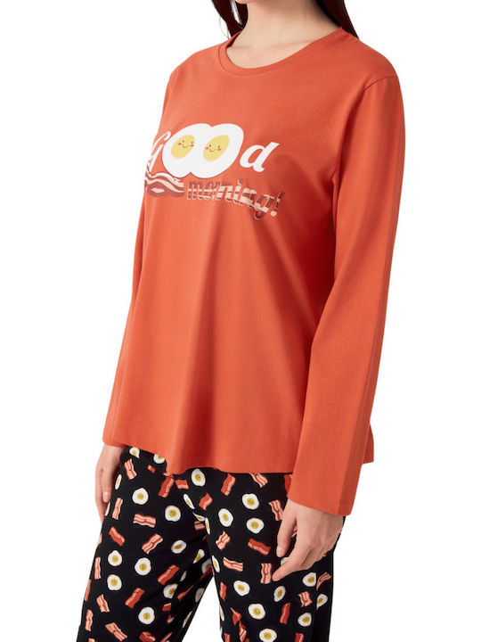 Minerva Winter Damen Pyjama-Set TERRACOTTA Egg Cited