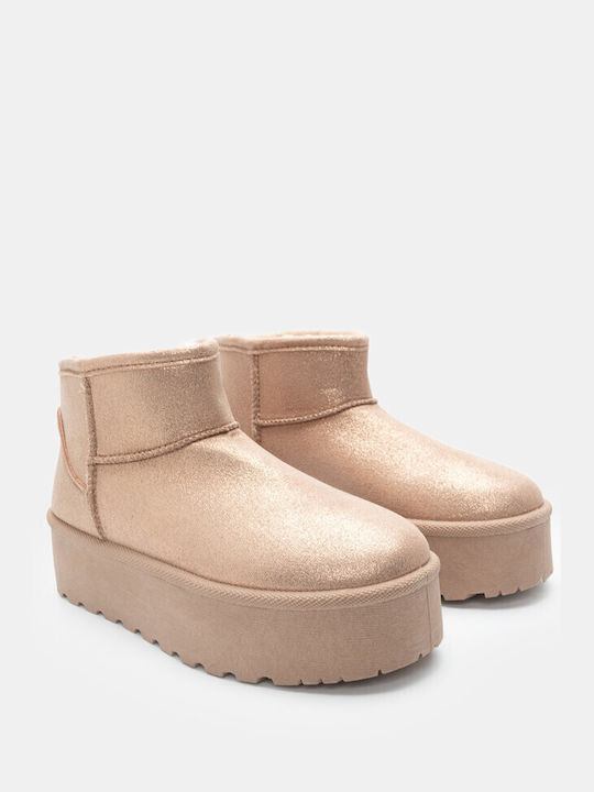 Luigi Damen Knöchelstiefel mit Pelz Beige